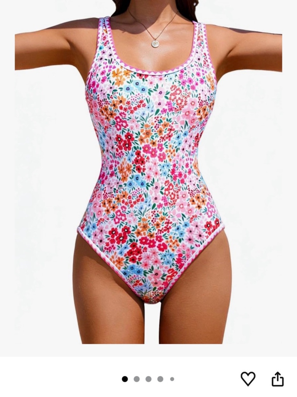 Floral Pink One-Piece Swimsuit for Kids